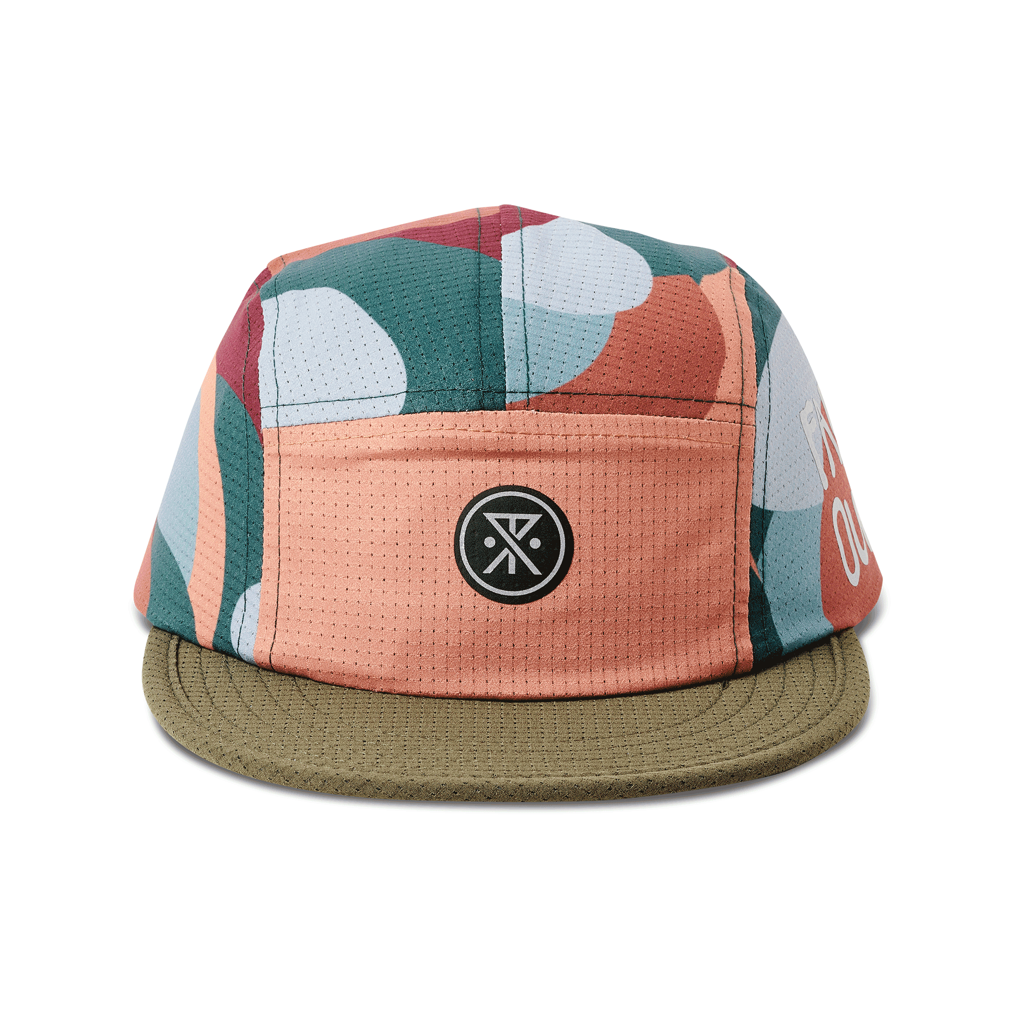 Jockey 6 panel con patrón multicolor.