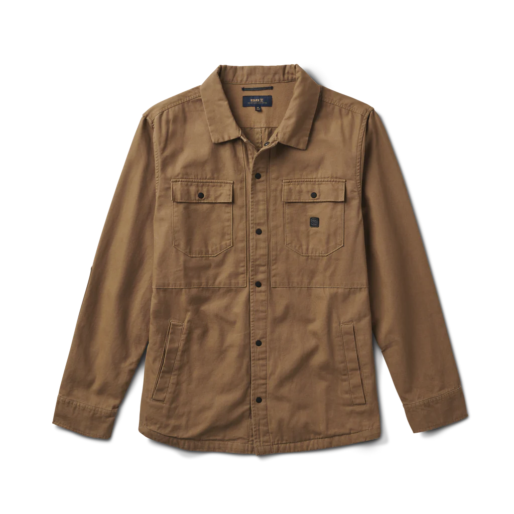 Chaqueta delgada color khaki oscuro.