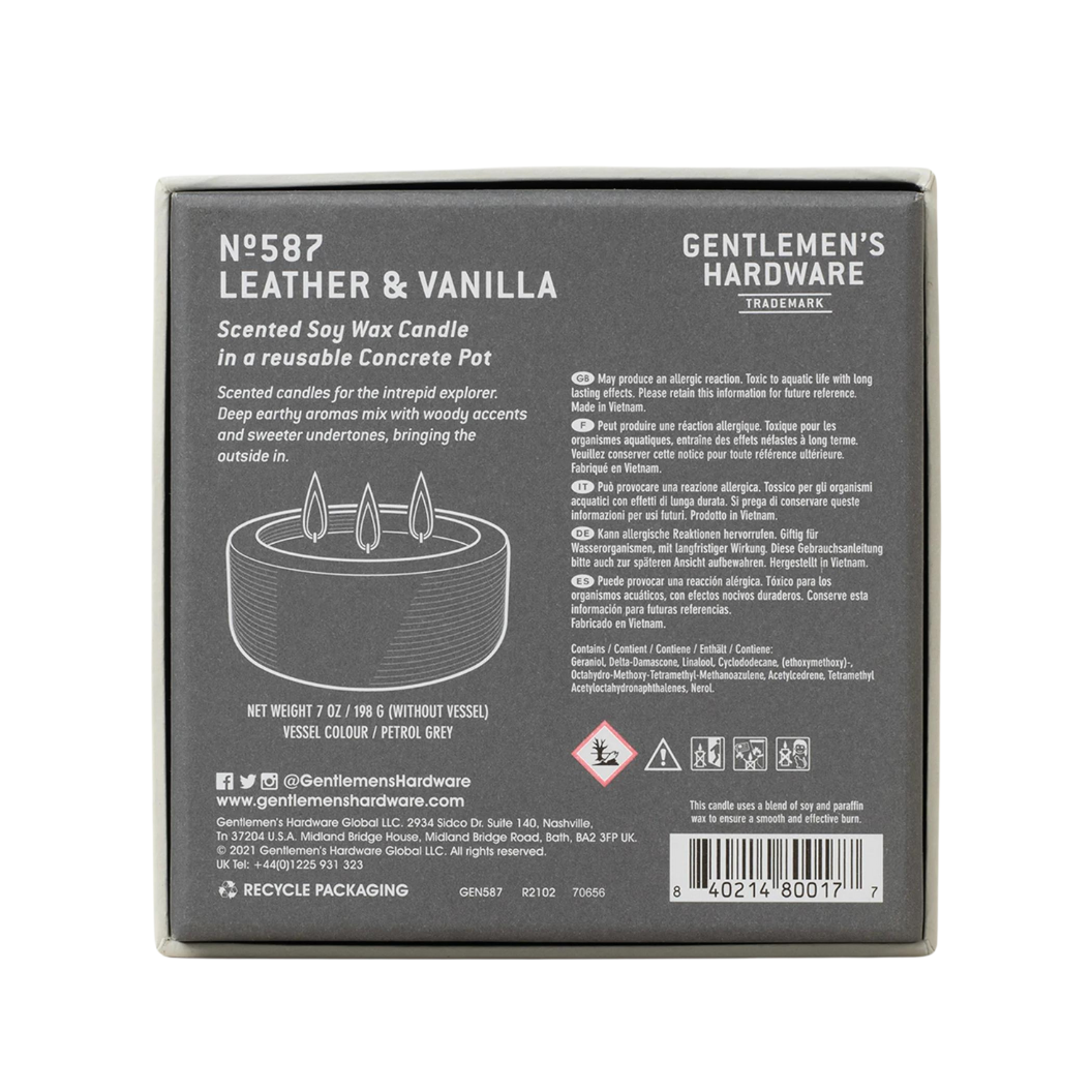 GENTLEMEN´S HARDWARE VELA AROMATICA CERA DE SOYA CUERO & VAINILLA